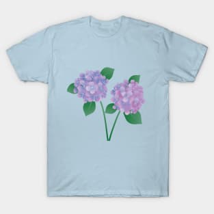 Two Hydrangea flowers with a few leafs T-Shirt